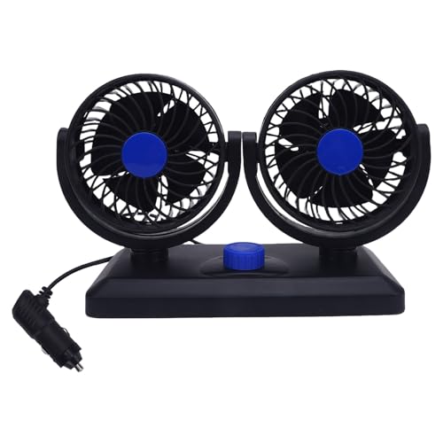 HELEVIA Zweikopf-Auto Lüfter 2 Gang 360 ° Drehender Zigarren Anzünder Angetriebener Auto-Kühl Ventilator für SUV-RV-LKW (DC12V) von HELEVIA
