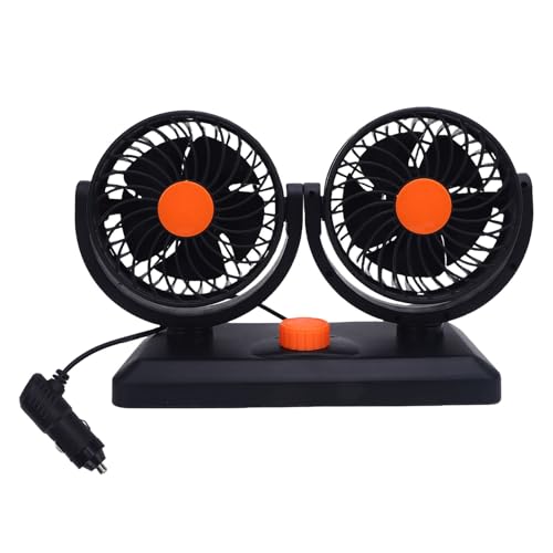 HELEVIA Zweikopf-Auto Lüfter 2 Gang 360 ° Drehender Zigarren Anzünder Angetriebener Auto-Kühl Ventilator für SUV-RV-LKW (DC24V) von HELEVIA