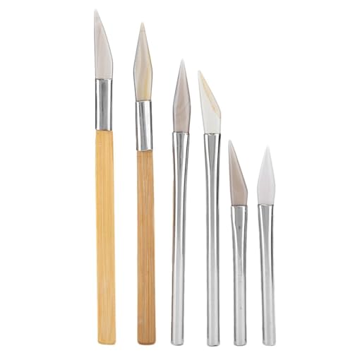 Steinfassungswerkzeuge, Achat-Brenner Zum Vergolden, 23 X 3 X 3 Messer, Achat-Brenner-Set, Bastel-Polierwerkzeuge, Schnitzen von Metall mit Bambus-Eisengriff, Achat-Brenner-Set von HELEVIA