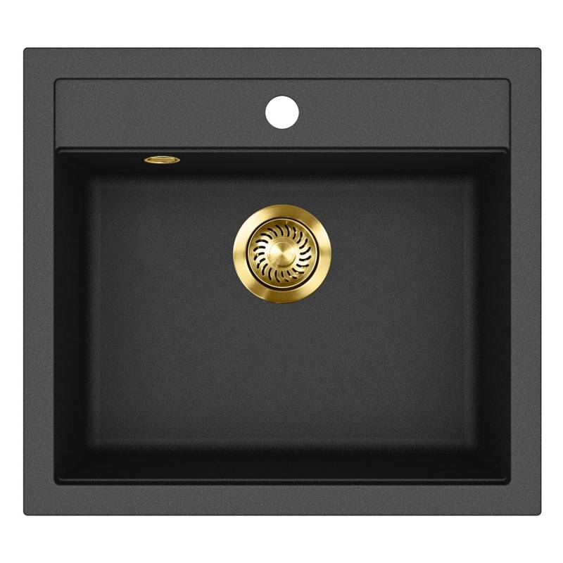 Helika Einbauspüle Quadro 56 cm x 51 cm Schwarz inkl. Goldventil Helika Einbauspüle Quadro 56 cm x 51 cm Schwarz inkl. Goldventil von HELIKA