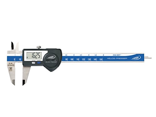HELIOS-PREISSER 1320517 Digitaler Taschenmessschieber, RS232 plus Digimatic Data Variable, eckiges Tiefenmaß, 150 mm, Blau von HELIOS-PREISSER