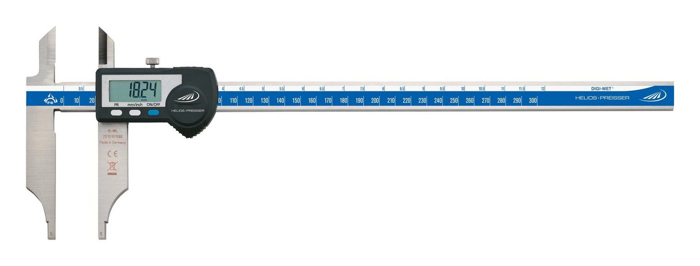 HELIOS PREISSER Messschieber, Digitaler Werkstattmessschieber 300 mm mit Spitzen IP65 von HELIOS PREISSER