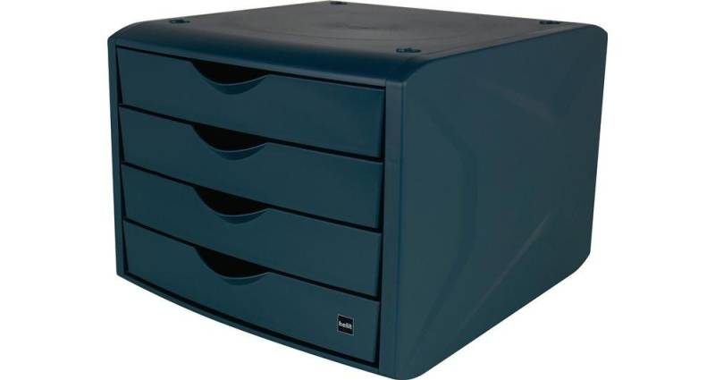 HELIT Hängeregisterschrank Schubladenbox mit Auszugssperre 4 Schubladen blau H215xB265xT332 mm von HELIT