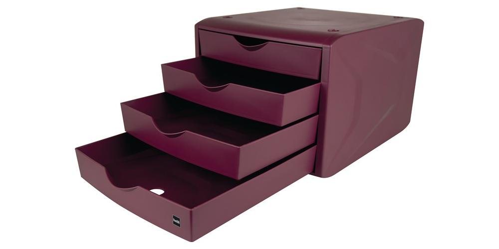 HELIT Hängeregisterschrank Schubladenbox mit Auszugssperre 4 Schubladen rot H215xB265xT332 mm von HELIT