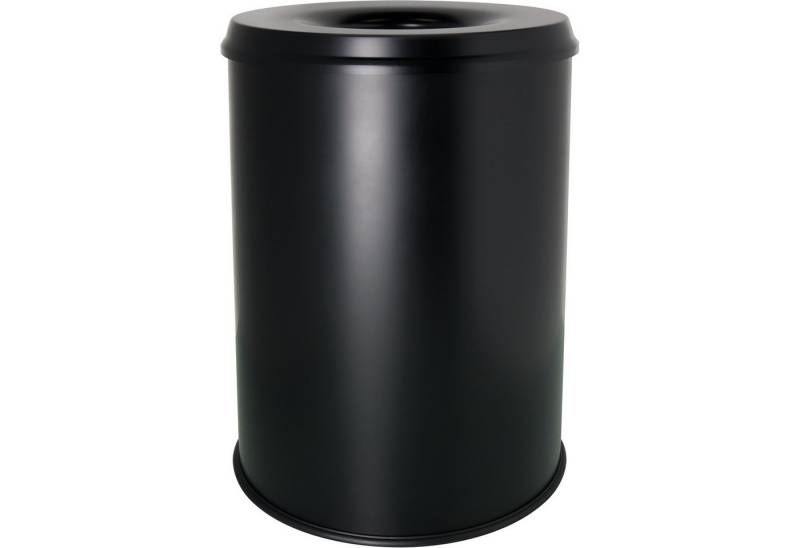 HELIT Papierkorb Metall schwarz 15 Liter Nr. H2515495, feuersicher, Höhe 34cm von HELIT