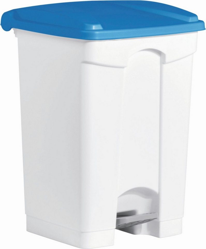 HELIT Papierkorb Tretabfallbehälter 45l Kunststoff weiß Deckel blau HELIT Papierkorb Tretabfallbehälter 45l Kunststoff weiß Deckel blau von HELIT