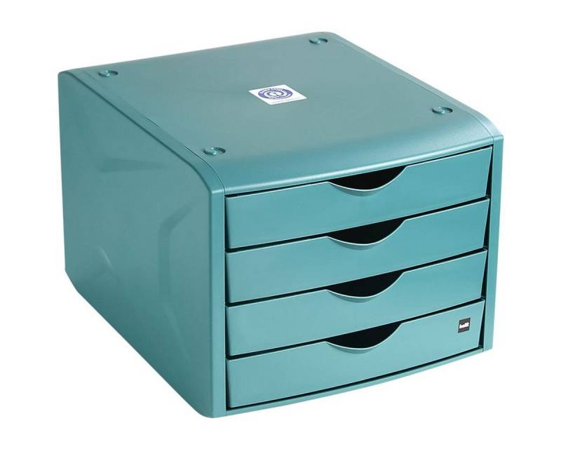 HELIT Schubladenbox the green chameleon, mit 4 Schubladen, geschlossen, stapelbar, Recycling-Kunststoff von HELIT