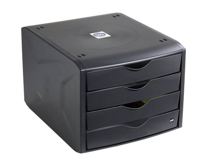 HELIT Schubladenbox the green chameleon, mit 4 Schubladen, geschlossen, stapelbar, Recycling-Kunststoff von HELIT