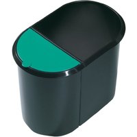 Papierkorb the double 27 x 34,8 x 44 cm (b x h x t) 29l Kunststoff Farbe: schwarz Farbe des Deckels: blau 2 Sortierfächer von HELIT