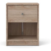 Hellin - Maria Nachttisch mit 1 Schublade und 1 Ablage, hell walnuss. von HELLIN