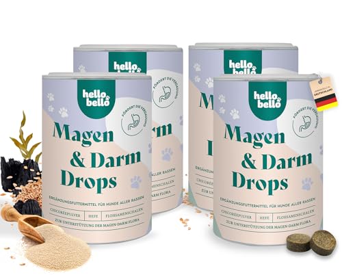 HELLOBELLO Kaltgepresste Magen-Darm Drops für Hunde 4x350g Soft Mit Bierhefe, 37% Lamm & Meeresalge - Gras Und Kotfresser Drops, Gegen Sodbrennen, Magenschutz von HELLOBELLO
