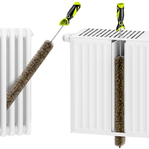 Heizkörperbürste 81cm Wildschweinborsten Heizungsbürste Lange Flexible Heizkörperbürste mit gedrehtem Draht &Silikonschutzschlauch, Ideal für die Reinigung von Flachheizkörper von HELLOCAM