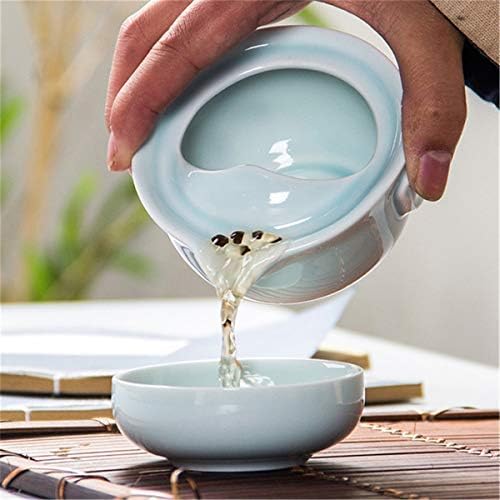 HELLOYOUNG Hochwertiges, Elegantes Gaiwan, Celadon 3D-Karpfen-Kung-Fu-Teeset Mit 1 Teekanne, 1 Teetasse, wunderschönem und einfachem Teekannenkessel. (02) von HELLOYOUNG