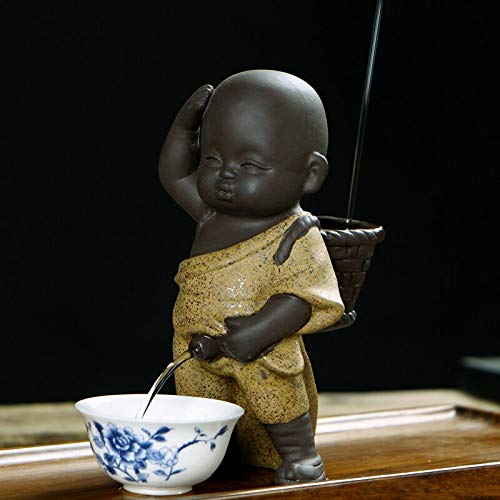 HELLOYOUNG Tee Haustiere Ornament Chinesische Volkskunst Lila Ton Dekoration Handwerk Figuren Kleiner Mönch Yixing Baby Boy Spray Pee Tee Zubehör (06) von HELLOYOUNG