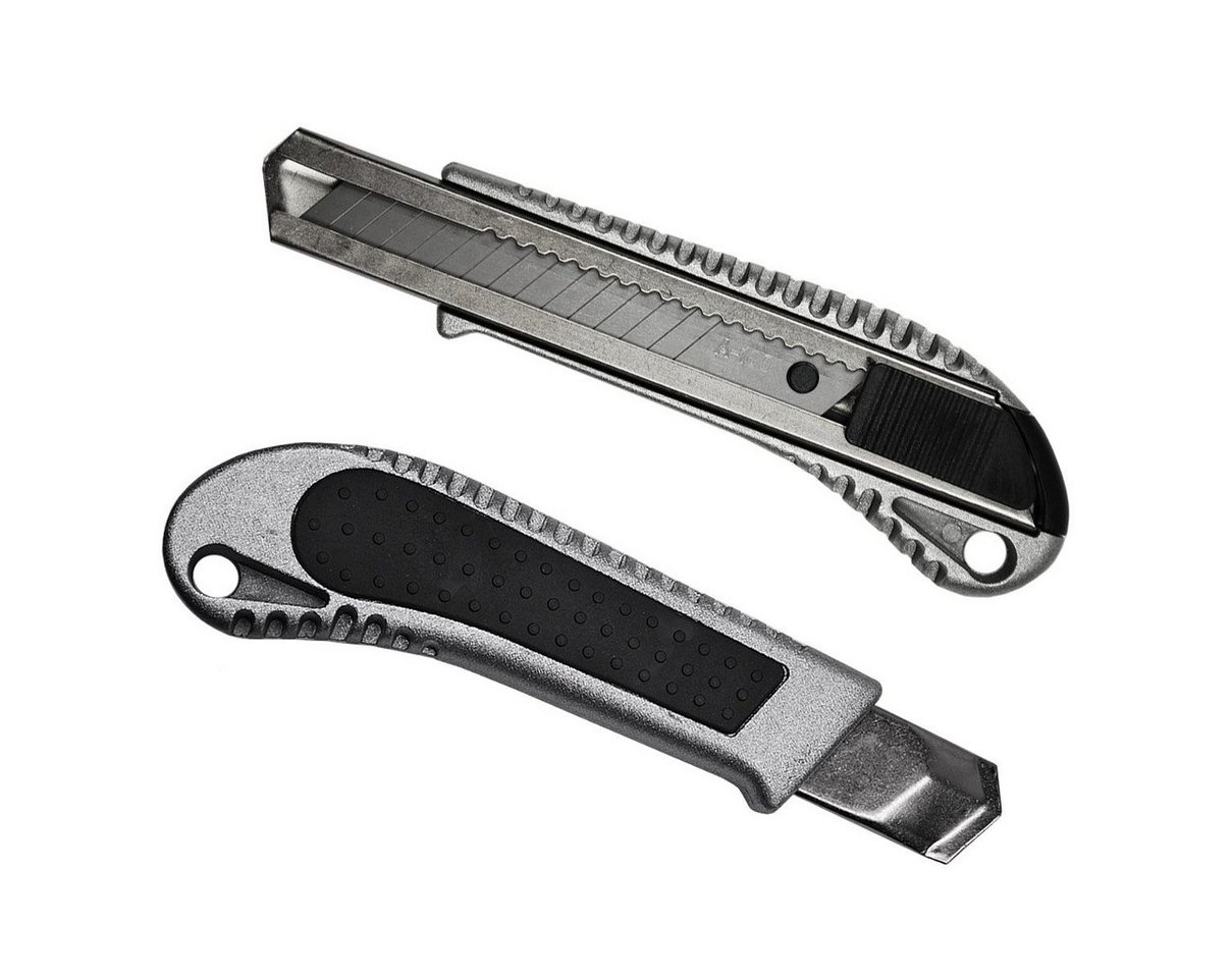 HELO24 Cuttermesser Teppichmesser Paketmesser 100 Stück Silber 18mm, (100-tlg) von HELO24