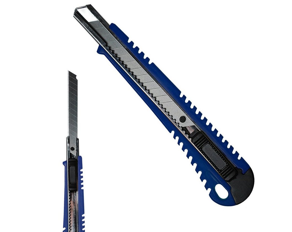 HELO24 Cuttermesser Teppichmesser Paketmesser Blau 100 Stück 9mm, (100-tlg) von HELO24
