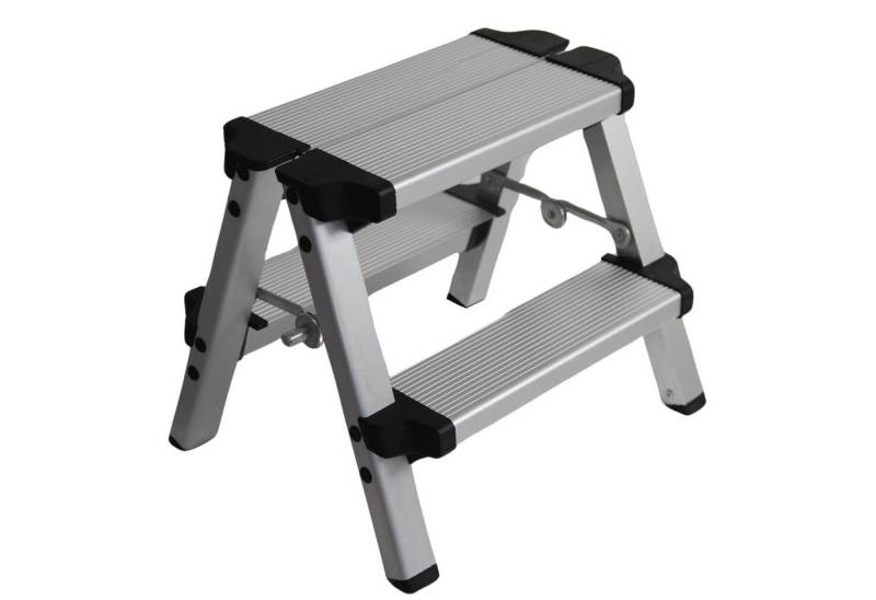 HELO24 Doppelleiter Alu Leiter Klapptritt Trittbank 150 kg Klappbar D1- 2x2 Stufen von HELO24