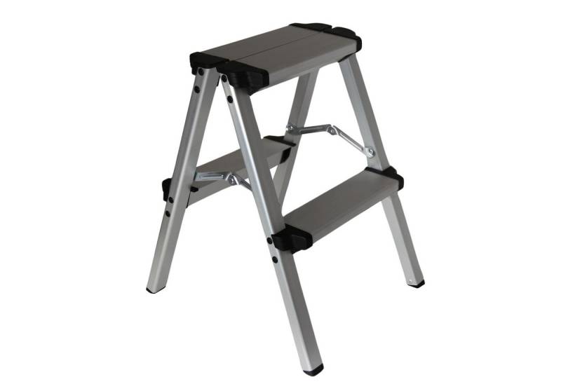 HELO24 Doppelleiter Alu Leiter Klapptritt Trittbank 150 kg Klappbar D2 - 2x2 Stufen von HELO24