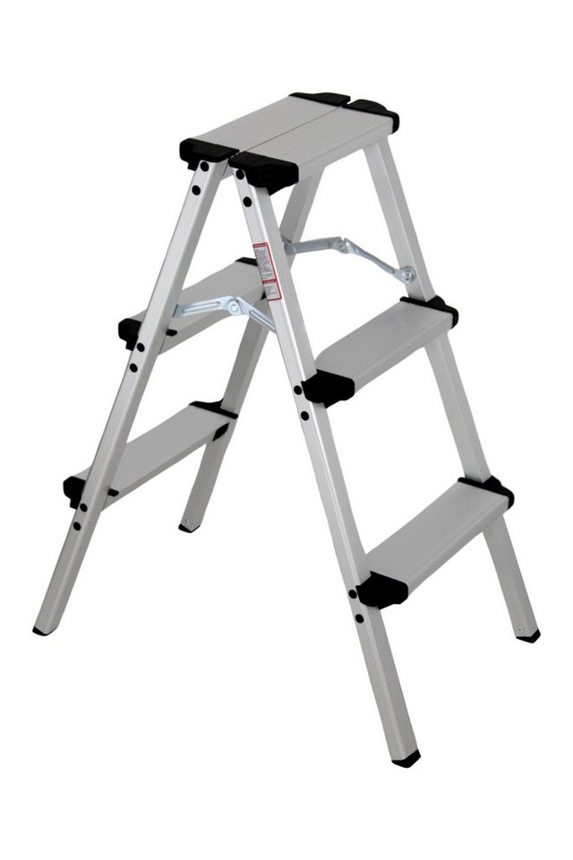 HELO24 Doppelleiter Alu Leiter Klapptritt Trittbank 150 kg Klappbar D3 - 2x3 Stufen von HELO24