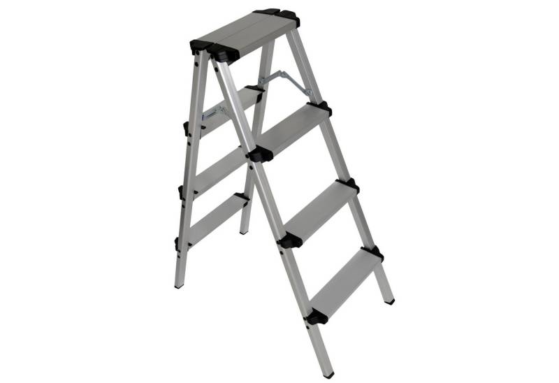 HELO24 Doppelleiter Alu Leiter Klapptritt Trittbank 150 kg Klappbar D4 - 2x4 Stufen von HELO24