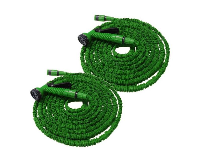HELO24 Flexschlauch Flexibler Gartenschlauch 2 x grün 22,5m von HELO24