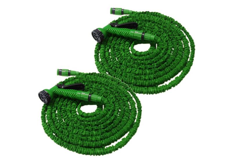 HELO24 Flexschlauch Flexibler Gartenschlauch 2 x grün 7,5 m von HELO24