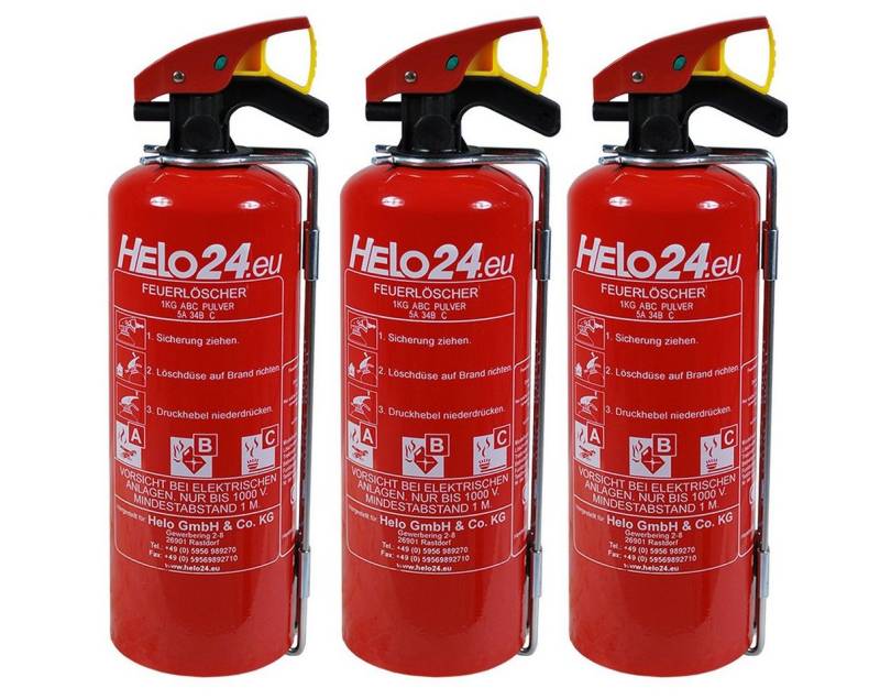 HELO24 Pulver-Feuerlöscher 3 x 1kg A1 HELO24 Pulver-Feuerlöscher 3 x 1kg A1 von HELO24