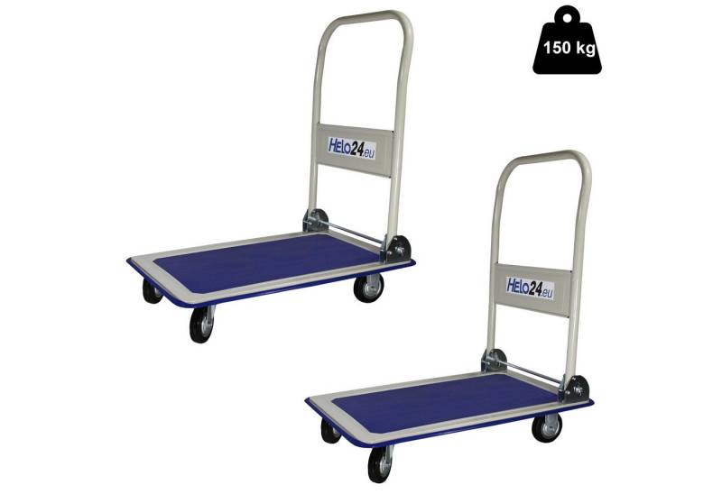 HELO24 Transportwagen 2x Plattformwagen Klappbar Rollwagen Handwagen Klappwagen 150 kg von HELO24