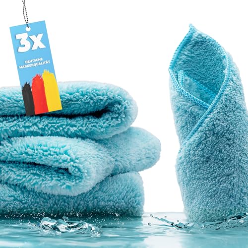 HELOME Mikrofaser Super Saugtuch/Staubtuch – 3er Set – Effiziente, Chemiefreie Reinigung mit Super Saugkraft – Microfaser-Trockentuch, Staubmagnet | Autopflege – auch als 10er-Pack wählbar von HELOME