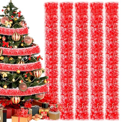 10M Girlande Weihnachten,5pcs Weihnachtsdeko Girlanden Tannengirland Girlande Weihnachtsgirlanden Lametta Weihnachtsbaum Weihnachtsgirlande Weihnachtsbaum-Girlande von HELOVGE