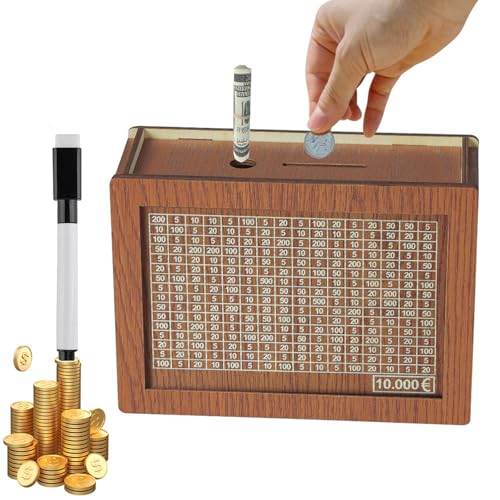 Geld sparen,Spardose,Deine sparbox,Sparschwein,Holz spardose,Sparbox mit Zahlen ankreuzen für Hilft Erwachsene und Kindern Gewohnheit Zum Sparen von HELOVGE