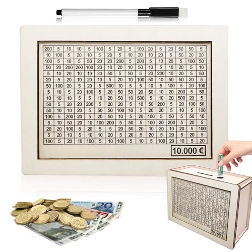 Spardose Holz,Holz Geldbank,Retro Sparbüchse Aufbewahrungsbox,Wiederverwendbare Spardose Mit Zähler Zum Ankreuzen,Sparbox,Spardose Aus Holz Für Spardose Kinder-Sparziel. von HELOVGE
