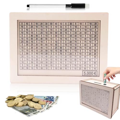 Spardose Holz,Holz Geldbank,Retro Sparbüchse Aufbewahrungsbox,Wiederverwendbare Spardose Mit Zähler Zum Ankreuzen,Sparbox,Spardose Aus Holz Für Spardose Kinder Sparziel von HELOVGE