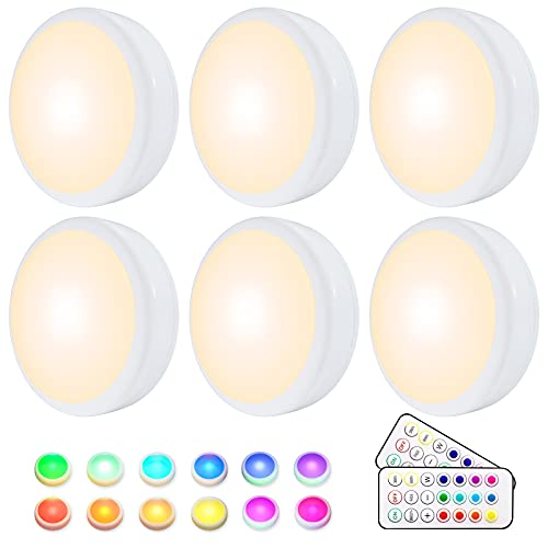 HELPLEX Unterbauleuchten, 6 RGBW Kabellose Schrankbeleuchtung RGBW 16 Farben LED Nachtlicht mit Fernbedienung und Timing-Funktion, Batteriebetriebene Schrankleuchten Beleuchtung Dimmbar Treppenlicht HELPLEX Unterbauleuchten, 6 RGBW Kabellose Schrankbeleuchtung RGBW 16 Farben LED Nachtlicht mit Fernbedienung und Timing-Funktion, Batteriebetriebene Schrankleuchten Beleuchtung Dimmbar Treppenlicht von HELPLEX