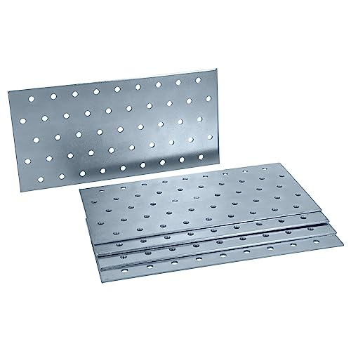 HELPMATE – 6 Stück Lochplatten 100x200 mm – Flachverbinder galvanisch verzinkt & blau passiviert – Holzverbinder mit hervorragendem Korrosionsschutz, stabil & langlebig – einfache Montage von HELPMATE