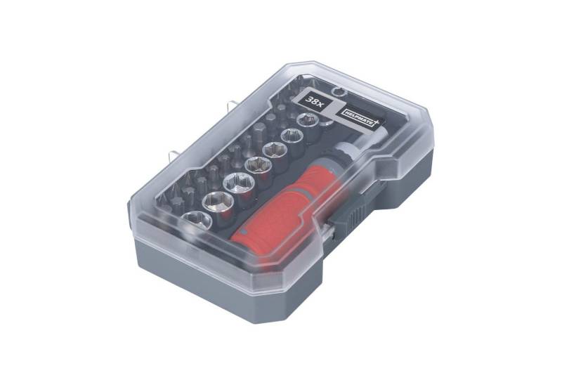 HELPMATE Bit- und Steckschlüsselset Steckschlüssel- & Bitsatz 38-tlg: Chrom-Vanadium, Ratsche, magnetisch von HELPMATE