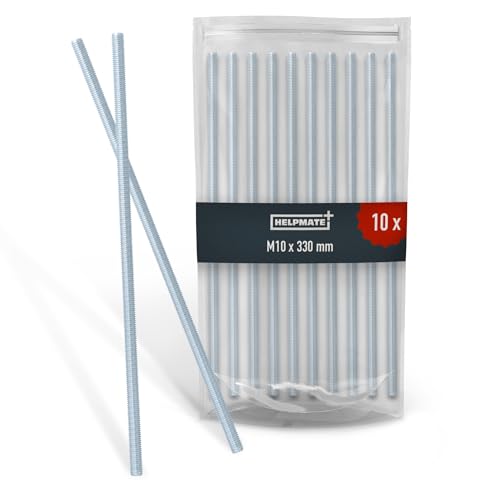 HELPMATE – Gewindestange M10 x 330 mm aus verzinktem Stahl – 10 Stück Gewindestab mit metrischem Vollgewinde – Gewindestift mit Festigkeitsklasse 4.8, DIN 976 HELPMATE – Gewindestange M10 x 330 mm aus verzinktem Stahl – 10 Stück Gewindestab mit metrischem Vollgewinde – Gewindestift mit Festigkeitsklasse 4.8, DIN 976 von HELPMATE