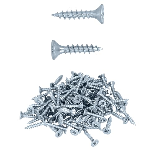 HELPMATE - Holzverbinderschrauben 4,0x20 mm galvanisch verzinkt - 100 Stück Universalschrauben Senkkopf mit PZ2-Antrieb und Vollgewinde - Zur Befestigung von Beschlägen auf Holz von HELPMATE