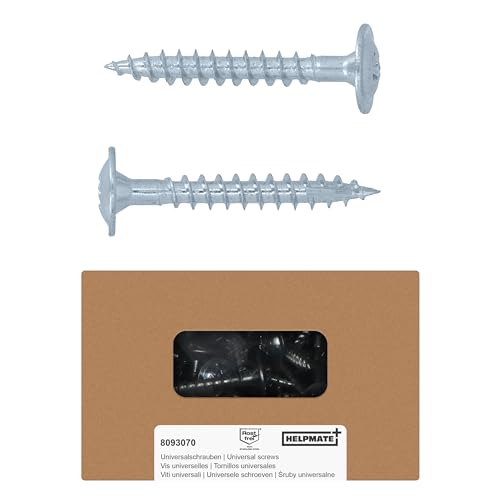 HELPMATE - Holzverbinderschrauben Tellerkopf 4,5x32 galvanisch verzinkt - 100 Stück Holzschrauben mit PZ2-Antrieb und Schneidkerbe - Zur Befestigung von Metallbeschlägen auf Holz HELPMATE - Holzverbinderschrauben Tellerkopf 4,5x32 galvanisch verzinkt - 100 Stück Holzschrauben mit PZ2-Antrieb und Schneidkerbe - Zur Befestigung von Metallbeschlägen auf Holz von HELPMATE