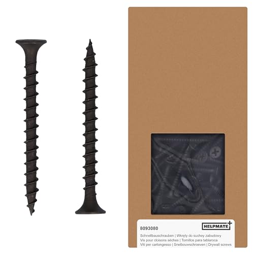 HELPMATE - Rigips Schrauben Trompetenkopf 3,9x45 phosphatiert - Universal-Trockenbauschrauben Kohlenstoffstahl Set 400er mit Kreuzschlitz PH2-Antrieb & Grobgewinde - Zur Befestigung von Rigipsplatten HELPMATE - Rigips Schrauben Trompetenkopf 3,9x45 phosphatiert - Universal-Trockenbauschrauben Kohlenstoffstahl Set 400er mit Kreuzschlitz PH2-Antrieb & Grobgewinde - Zur Befestigung von Rigipsplatten von HELPMATE