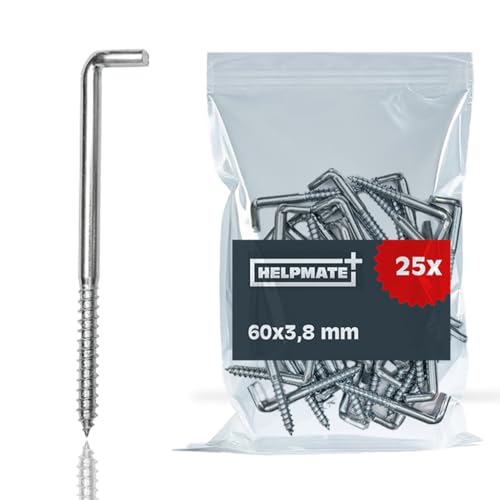 HELPMATE – Schraubhaken gerade 60x3,8x24x17 mm – galvanisch verzinkter Stahl – 25 Stück – Haken für die Wandmontage HELPMATE – Schraubhaken gerade 60x3,8x24x17 mm – galvanisch verzinkter Stahl – 25 Stück – Haken für die Wandmontage von HELPMATE