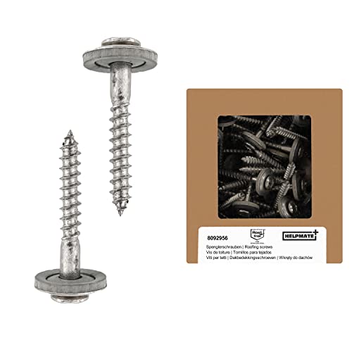 HELPMATE Spenglerschrauben 4,5x45 mm, 50 Stück, DIN 7995, Edelstahl A2, PZ2, DIN 7995, Dachdeckerschrauben, Linsenkopf, mit Tellerscheibe und EPDM-Dichtscheibe, Silber, 4,5 x 45 mm von HELPMATE