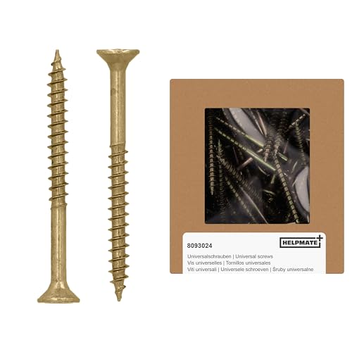 HELPMATE - Universalschrauben Senkkopf 3,5x40 gelb passiviert - 300 Stück Holzschrauben mit T-Antrieb und Teilgewinde - Spanplattenschrauben für Innenbereich und geschützten Außenbereich HELPMATE - Universalschrauben Senkkopf 3,5x40 gelb passiviert - 300 Stück Holzschrauben mit T-Antrieb und Teilgewinde - Spanplattenschrauben für Innenbereich und geschützten Außenbereich von HELPMATE