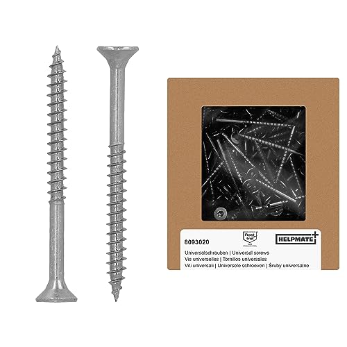 HELPMATE - Universalschrauben Senkkopf 5,0x60 Edelstahl A2 Rostfrei - 100 Stück Holzschrauben mit T-Antrieb und Teilgewinde - Spanplattenschrauben für Innen- und Außenbereich von HELPMATE