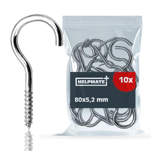 HELPMATE –Wäscheleinehaken 80x5,2x26x19 mm – galvanisch verzinkter Stahl – 10 Stück – robuste Schraubhaken zur Befestigung von Wäscheleinen HELPMATE –Wäscheleinehaken 80x5,2x26x19 mm – galvanisch verzinkter Stahl – 10 Stück – robuste Schraubhaken zur Befestigung von Wäscheleinen von HELPMATE