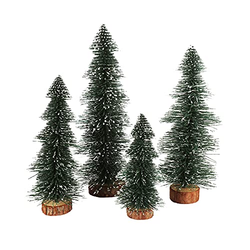 HELTER Künstliche Mini-Weihnachtsbäume, Miniatur-Schneefrosttanne, kleine künstliche Bäume Tischbäume, Weihnachten, Schnee, Frost, Kiefernornamente, 4 Stück von HELTER