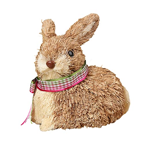 HELTER Ostern Simulation Strohhase Handgewebte Strohhase Statue Osterhase Figur Dekorationen Häschen Statue Kleine Stroh Gewebt von HELTER