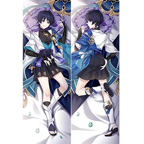 Seitenschläfer Kissenbezug 150x50cm Genshin Impact Scaramouche Wanderer Cosplay Atmungsaktiver Kissenbezug Pfirsichhaut Velour mit Reißverschluss (A) von HELVAK