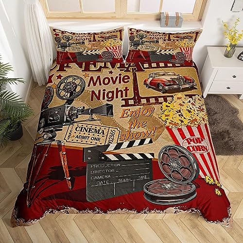 HELVES Bettwäsche 135x200 cm Kino, 3D Bettwäsche Set Mikrofaser Bettbezug Oldtimer Autos für Kinder, Weiche Bettbezüge + 2 Kissenbezug 80x80 cm, mit Reißverschluss von HELVES