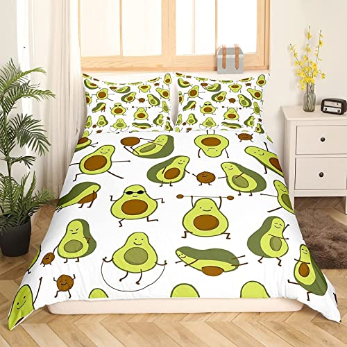 HELVES Bettwäsche 140x200 cm Süße Avocado, 3D Bettwäsche Set Mikrofaser Bettbezug Interessant für Kinder, Weiche Bettbezüge + 2 Kissenbezug 80x80 cm, mit Reißverschluss von HELVES